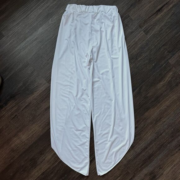 Women’s Loose Split Hem Yoga Pants High Waist Wide Leg Beach White XS - Picture 9 of 9
